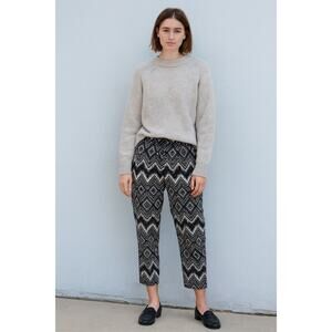 J.Crew Black White Geometric Print Pants | Drawstring Boho Artsy | NWT Size 0